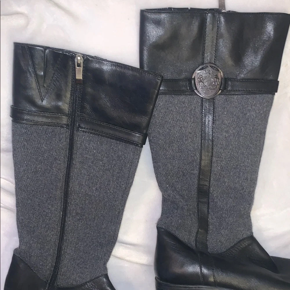 Franco Fortini Black and Gray Over the Knee Boots